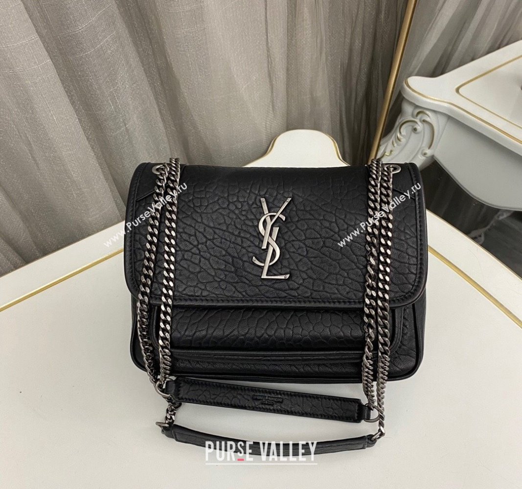 Saint Laurent Niki Baby bag in Grained Lambskin 633179 Black/Silver 2023 (nana-231129042)