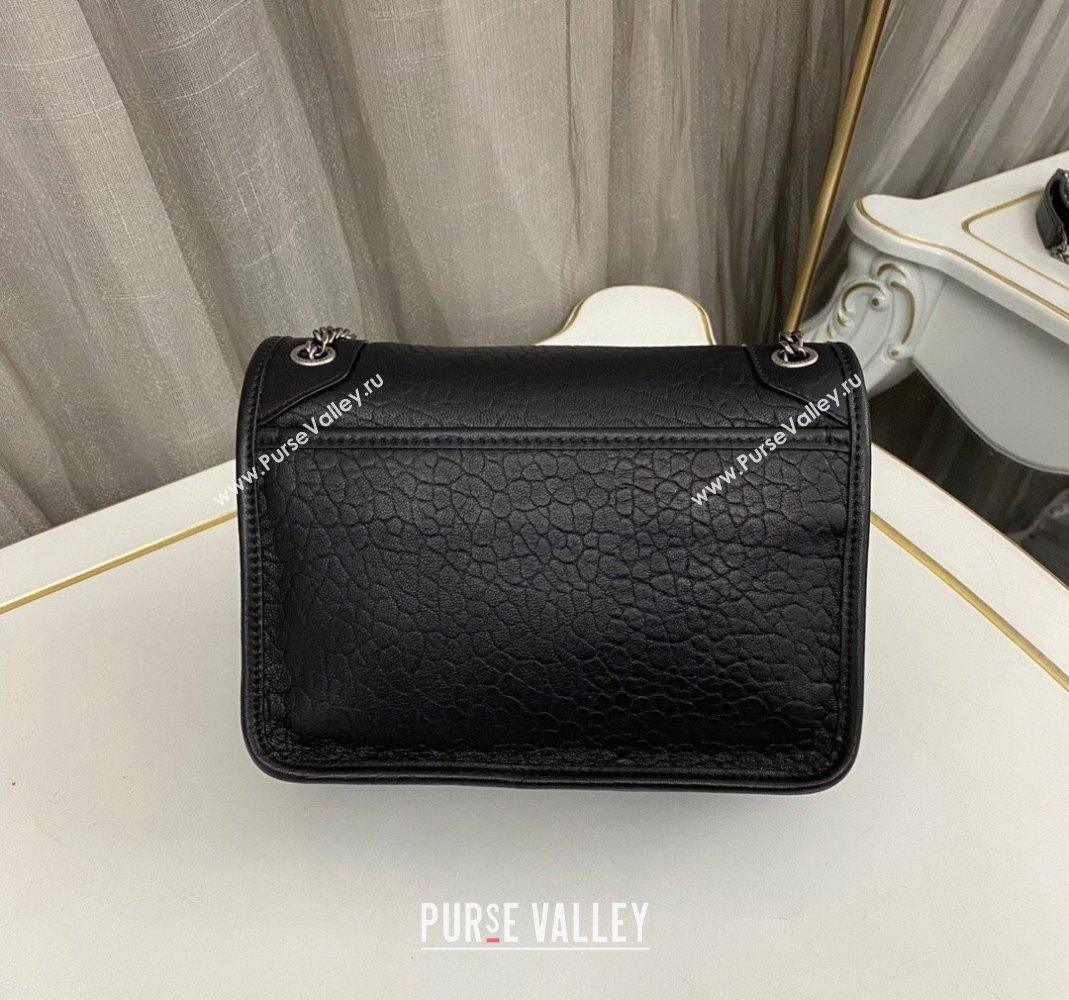 Saint Laurent Niki Baby bag in Grained Lambskin 633179 Black/Silver 2023 (nana-231129042)