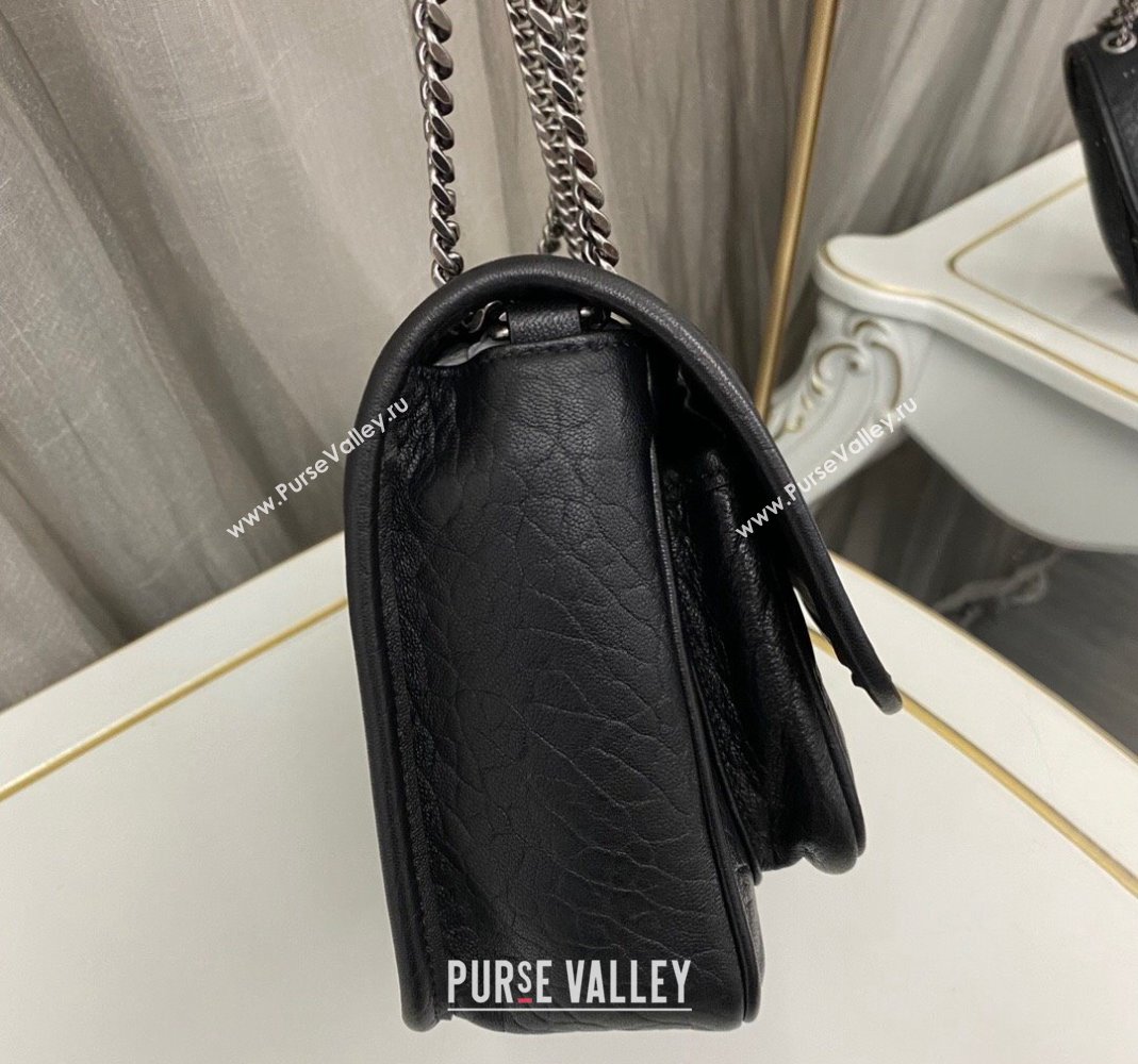 Saint Laurent Niki Baby bag in Grained Lambskin 633179 Black/Silver 2023 (nana-231129042)