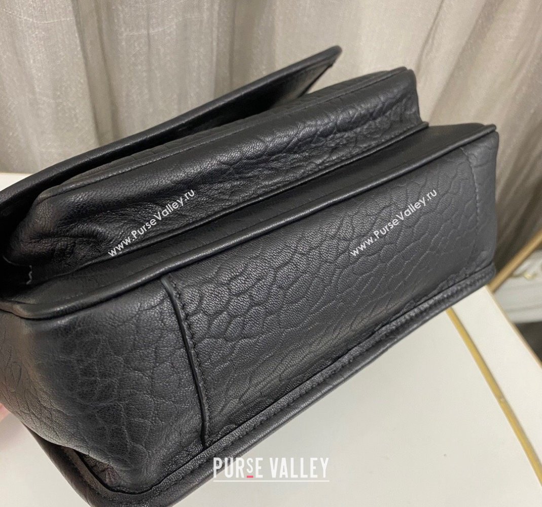 Saint Laurent Niki Baby bag in Grained Lambskin 633179 Black/Silver 2023 (nana-231129042)