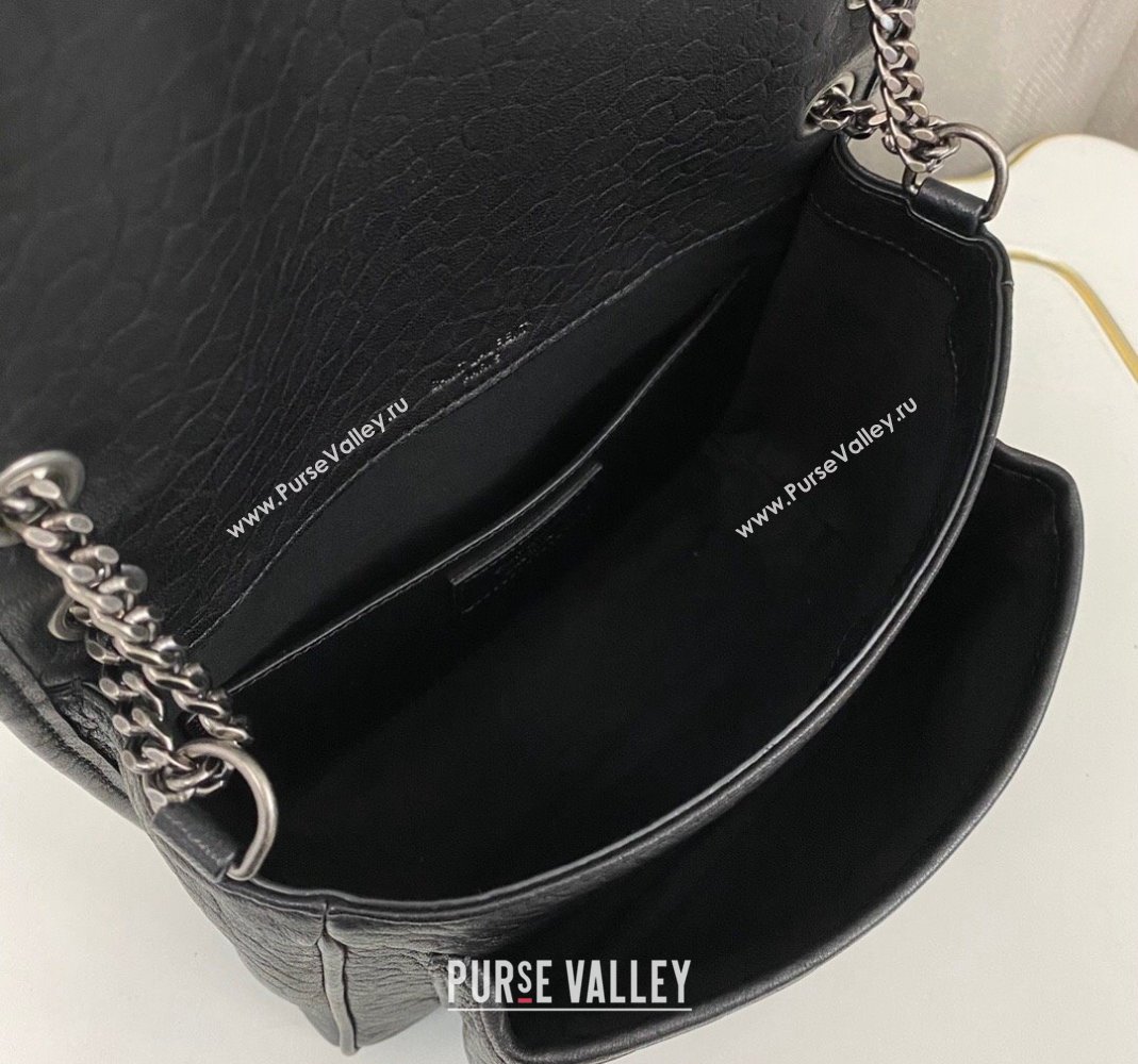 Saint Laurent Niki Baby bag in Grained Lambskin 633179 Black/Silver 2023 (nana-231129042)