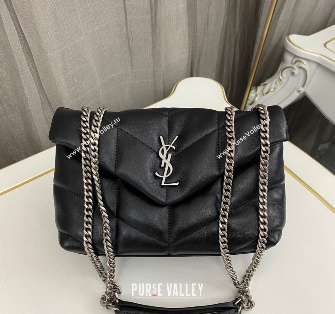 Saint Laurent Toy Puffer Bag in Lambskin 759337 Black/Silver 2023 (nana-231129044)