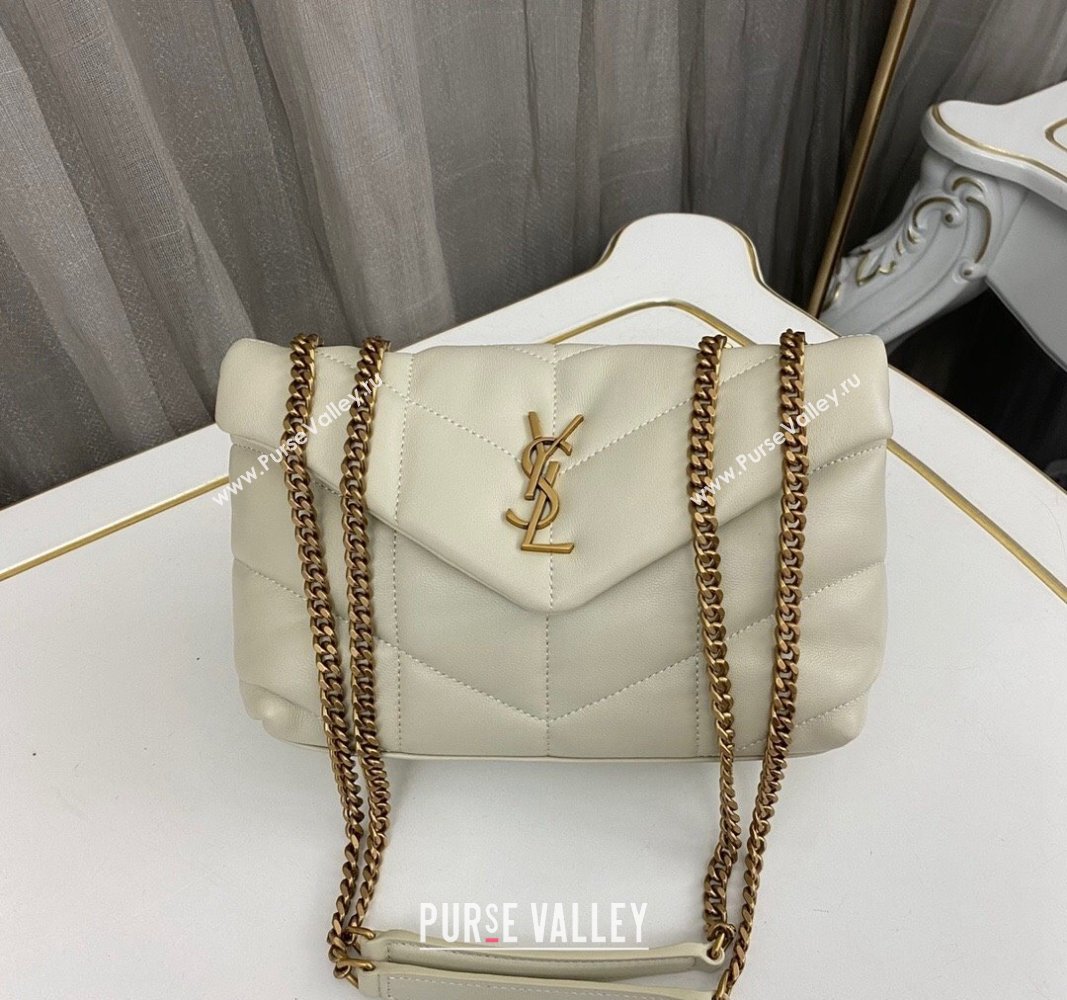 Saint Laurent Toy Puffer Bag in Lambskin 759337 Blanc Vintage White/Gold 2023 (nana-231129048)