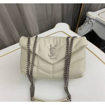 Saint Laurent Toy Puffer Bag in Lambskin 759337 Blanc Vintage White/Silver 2023 (nana-231129049)