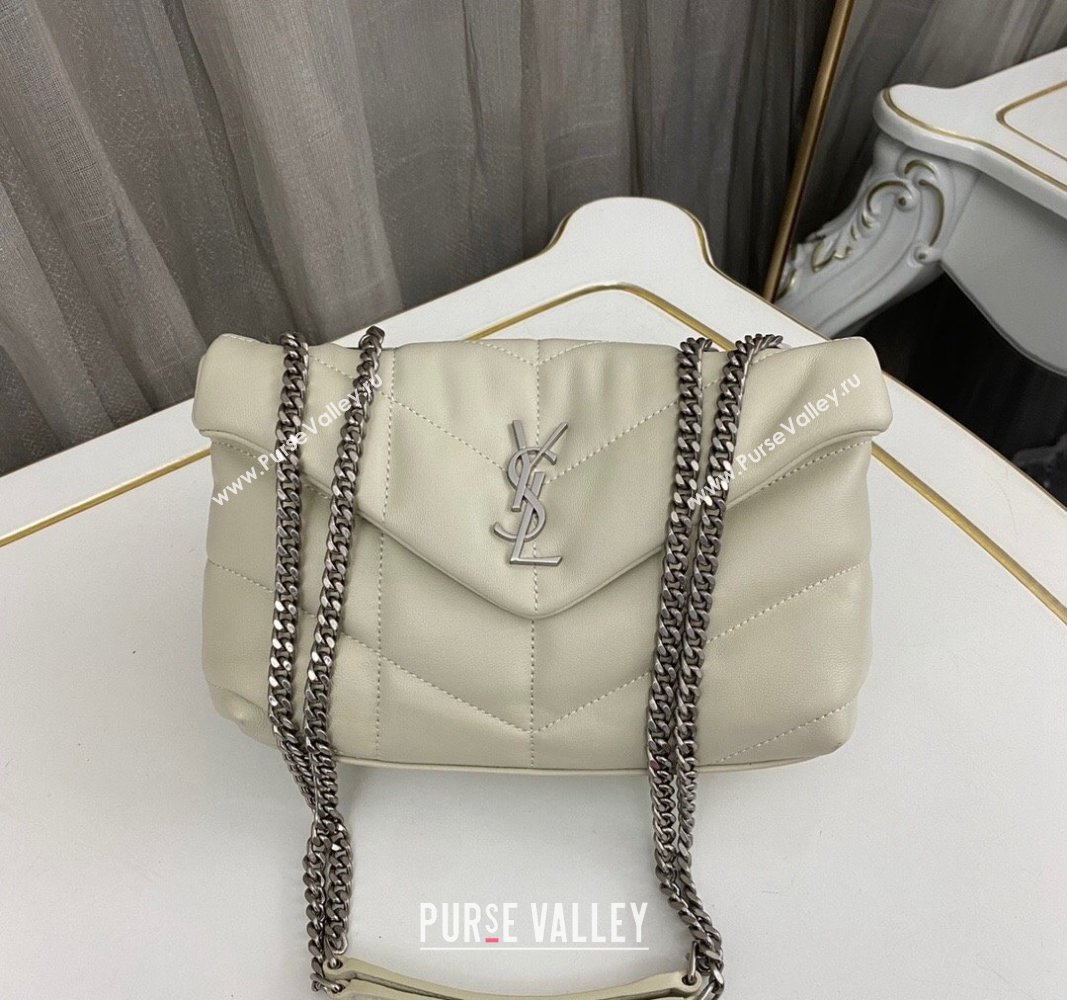 Saint Laurent Toy Puffer Bag in Lambskin 759337 Blanc Vintage White/Silver 2023 (nana-231129049)