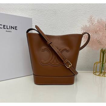 Celine Cuir Triomphe Small Bucket bag in Smooth Calfskin 198243 Brown 2023 (nana-231129013)