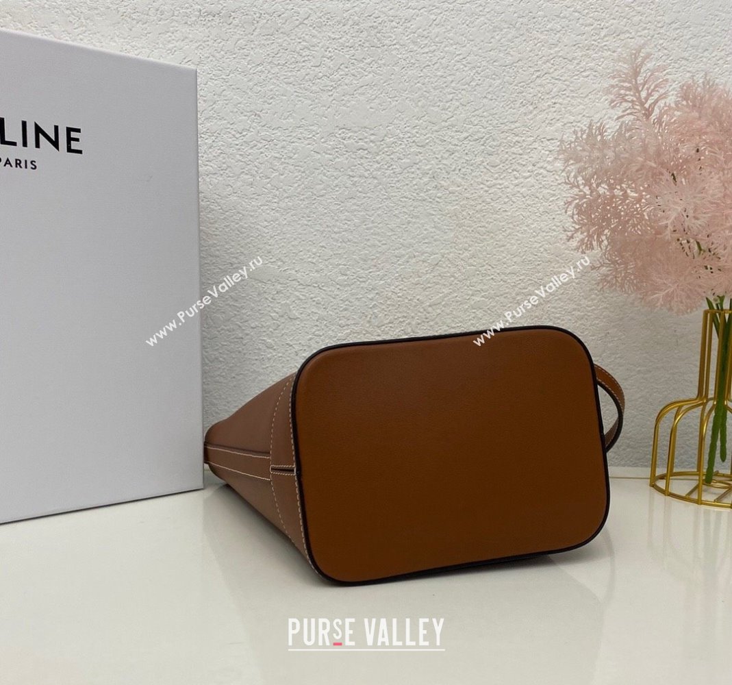 Celine Cuir Triomphe Small Bucket bag in Smooth Calfskin 198243 Brown 2023 (nana-231129013)