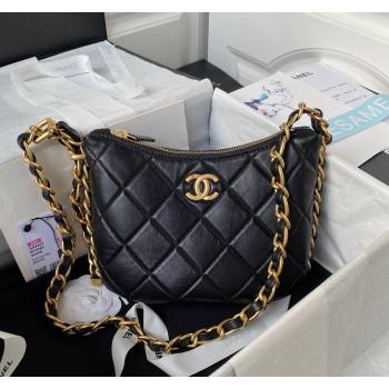 Chanel Shiny Lambskin Hobo Bag AS4443 Black 2023 (yezi-231127057)