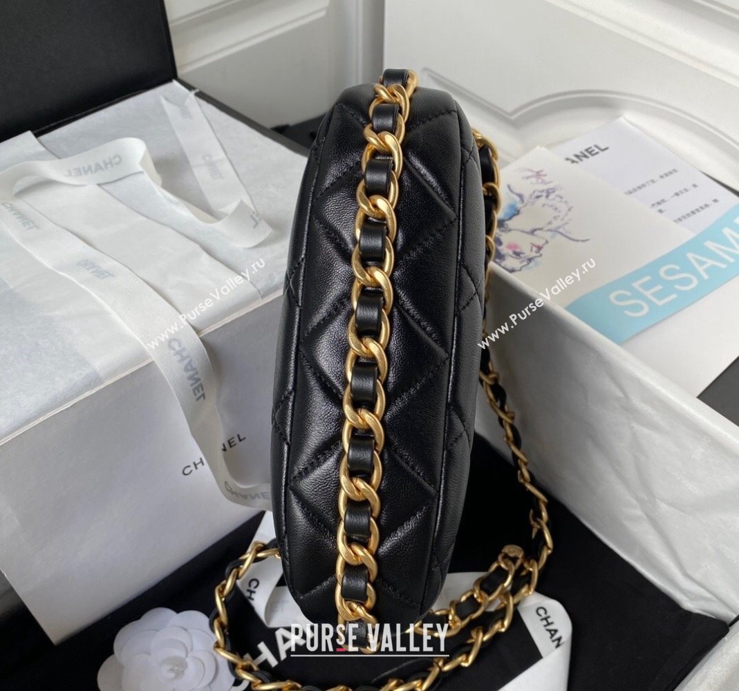 Chanel Shiny Lambskin Hobo Bag AS4443 Black 2023 (yezi-231127057)