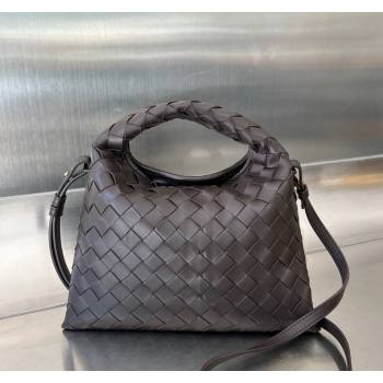 Bottega Veneta Mini Hop Hobo Bag in Intrecciato Leather Fondant Brown 2023 777586 (WT-231130027)