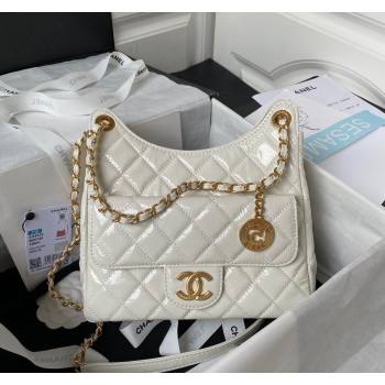 Chanel Shiny Crumpled Calfskin Hobo Bag AS4322 White 2023 (yezi-231127058)