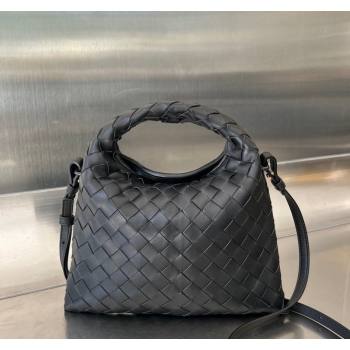 Bottega Veneta Mini Hop Hobo Bag in Intrecciato Leather Black 2023 777586 (WT-231130028)