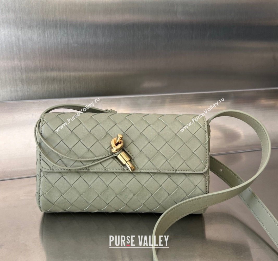 Bottega Veneta Mini Andiamo Cross-Body Bag in Intrecciato Leather Travetine Green 2023 755545 (WT-231130030)