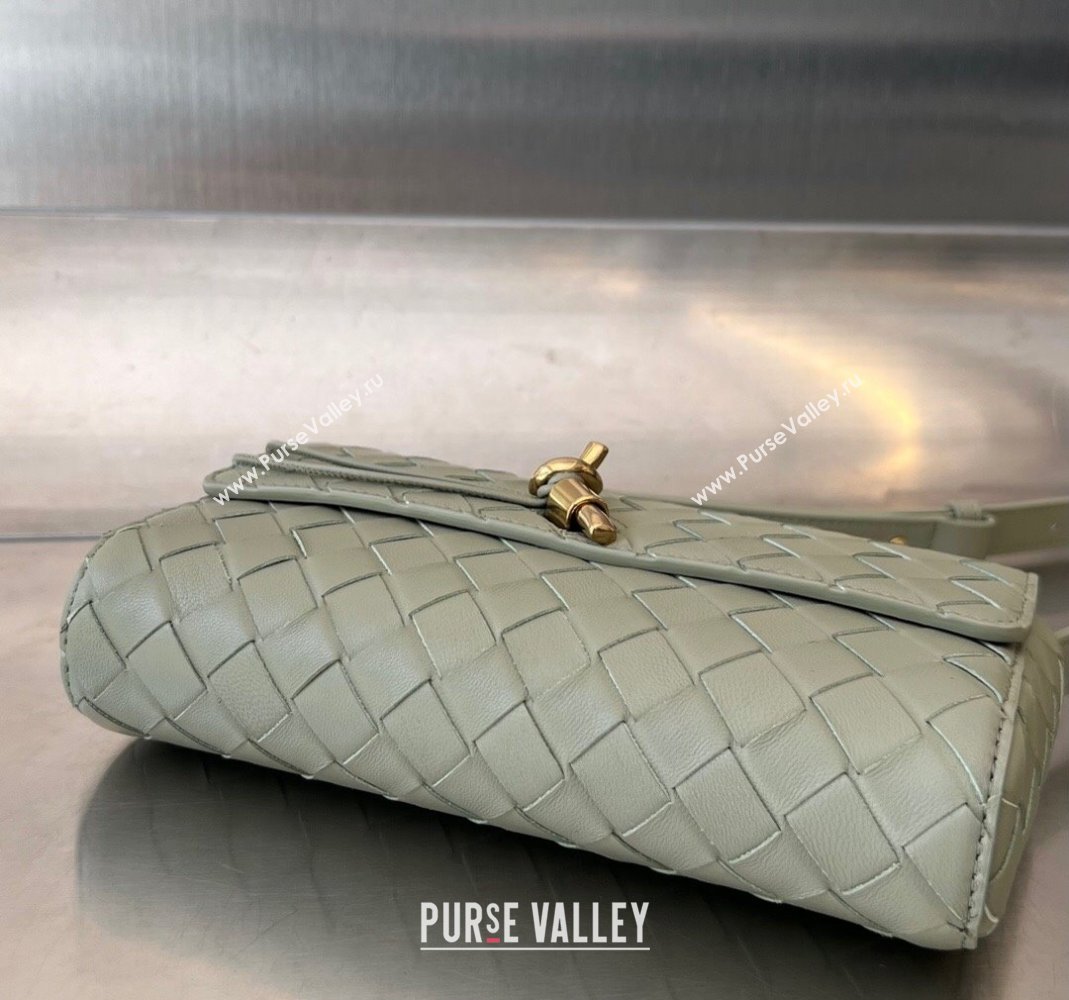 Bottega Veneta Mini Andiamo Cross-Body Bag in Intrecciato Leather Travetine Green 2023 755545 (WT-231130030)