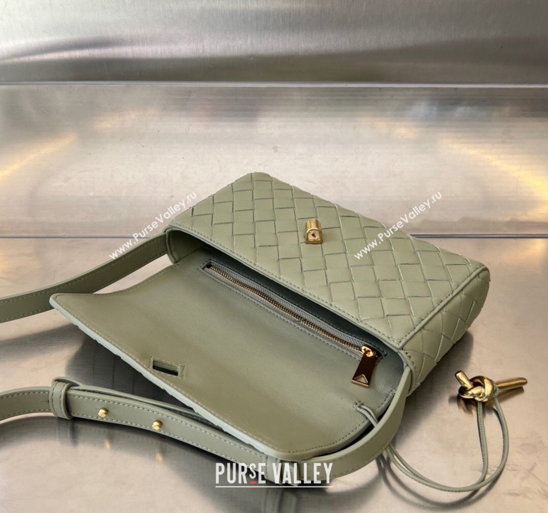 Bottega Veneta Mini Andiamo Cross-Body Bag in Intrecciato Leather Travetine Green 2023 755545 (WT-231130030)