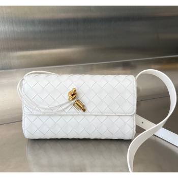 Bottega Veneta Mini Andiamo Cross-Body Bag in Intrecciato Leather White 2023 755545 (WT-231130031)