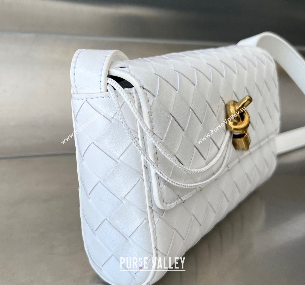 Bottega Veneta Mini Andiamo Cross-Body Bag in Intrecciato Leather White 2023 755545 (WT-231130031)