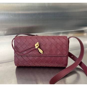 Bottega Veneta Mini Andiamo Cross-Body Bag in Intrecciato Leather Barolo Red 2023 755545 (WT-231130032)