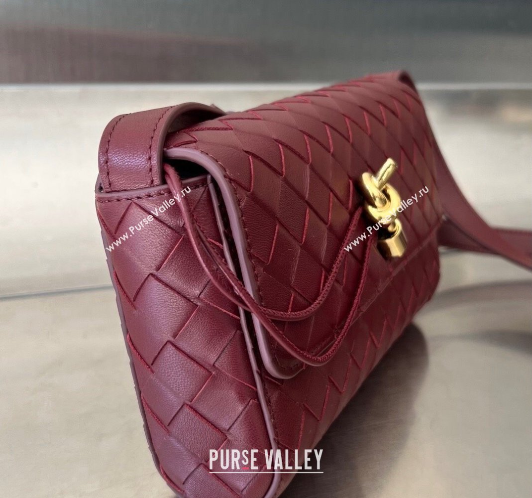 Bottega Veneta Mini Andiamo Cross-Body Bag in Intrecciato Leather Barolo Red 2023 755545 (WT-231130032)