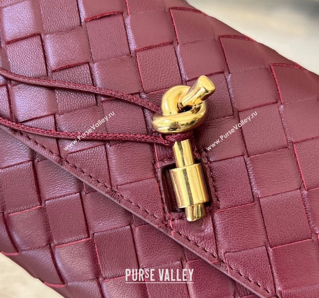 Bottega Veneta Mini Andiamo Cross-Body Bag in Intrecciato Leather Barolo Red 2023 755545 (WT-231130032)