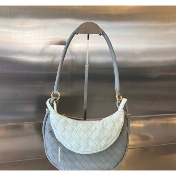 Bottega Veneta Small Gemelli Shoulder Bag in Intrecciato Leather Agate Grey/Glacier Blue 2023 776764 (WT-231130033)