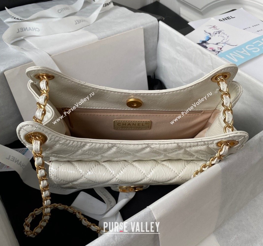 Chanel Shiny Crumpled Calfskin Hobo Bag AS4322 White 2023 (yezi-231127058)