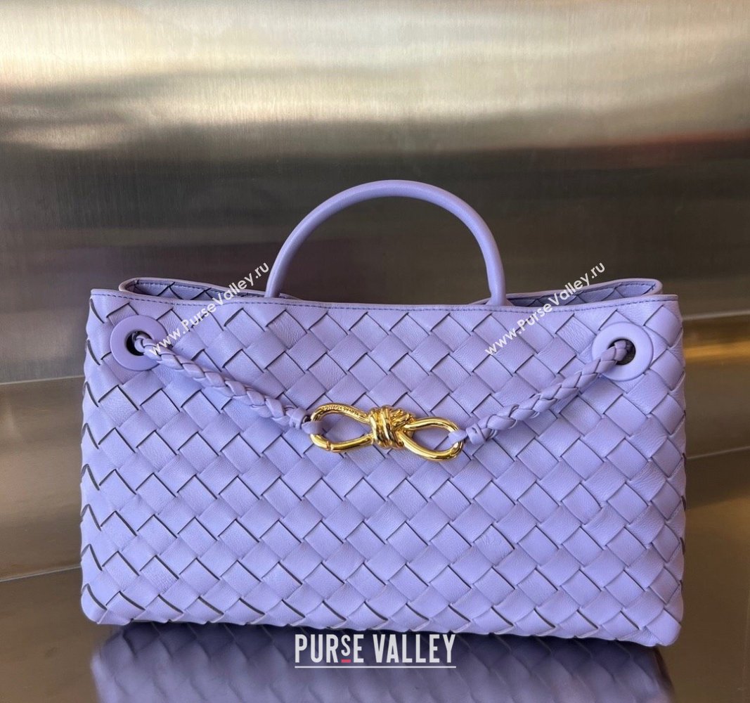 Bottega Veneta Small East/West Andiamo Top Handle Bag in Intrecciato Leather 754990 Amethyst Purple 2023 (WT-231130037)