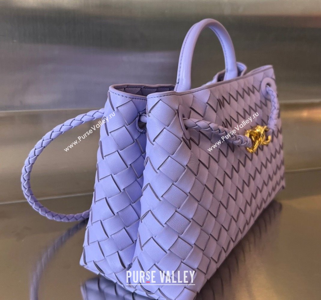 Bottega Veneta Small East/West Andiamo Top Handle Bag in Intrecciato Leather 754990 Amethyst Purple 2023 (WT-231130037)