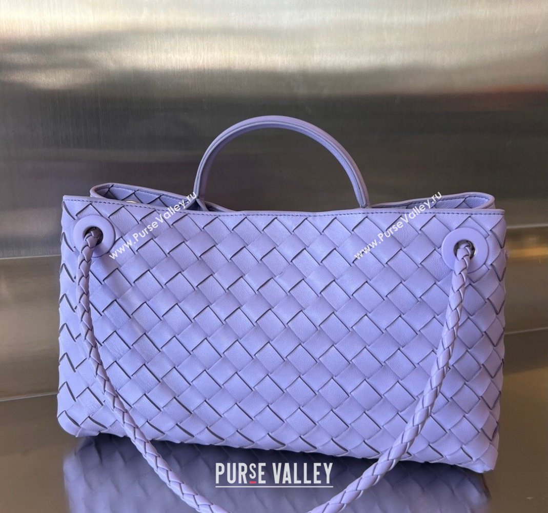 Bottega Veneta Small East/West Andiamo Top Handle Bag in Intrecciato Leather 754990 Amethyst Purple 2023 (WT-231130037)