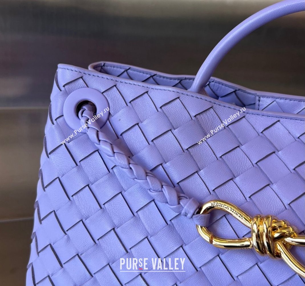 Bottega Veneta Small East/West Andiamo Top Handle Bag in Intrecciato Leather 754990 Amethyst Purple 2023 (WT-231130037)