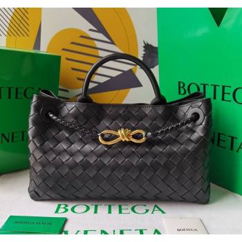 Bottega Veneta Small East/West Andiamo Top Handle Bag in Intrecciato Leather 754990 Black 2023 (WT-231130038)