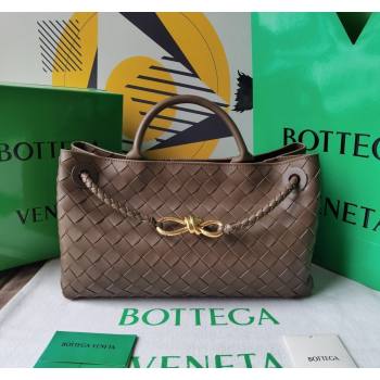 Bottega Veneta Small East/West Andiamo Top Handle Bag in Intrecciato Leather 754990 Taupe Grey2023 (WT-231130039)