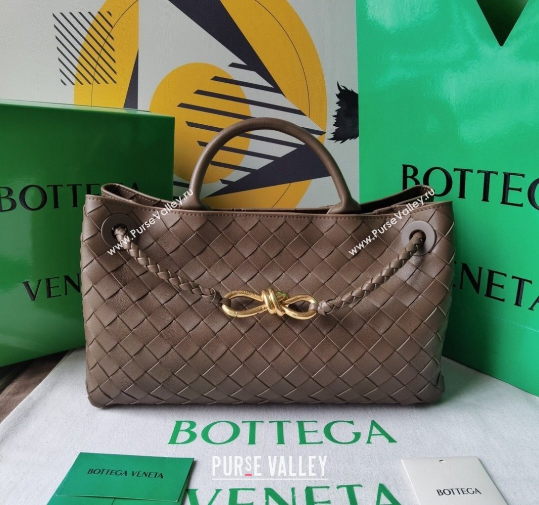 Bottega Veneta Small East/West Andiamo Top Handle Bag in Intrecciato Leather 754990 Taupe Grey2023 (WT-231130039)