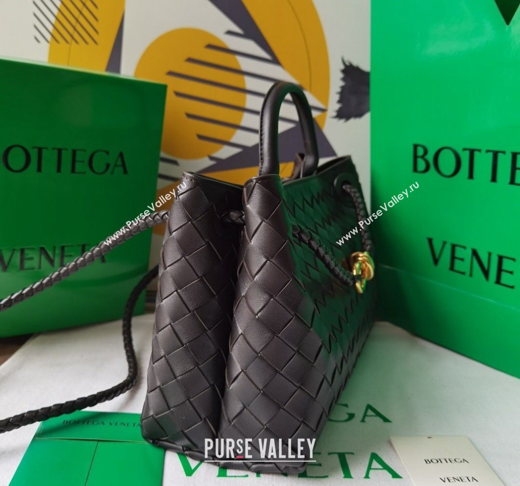 Bottega Veneta Small East/West Andiamo Top Handle Bag in Intrecciato Leather 754990 Fondant Brown 2023 (WT-231130040)