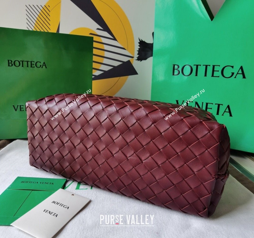 Bottega Veneta Medium Andiamo Top Handle Bag in Intrecciato Leather Burgundy 2023 743572 (WT-231130042)