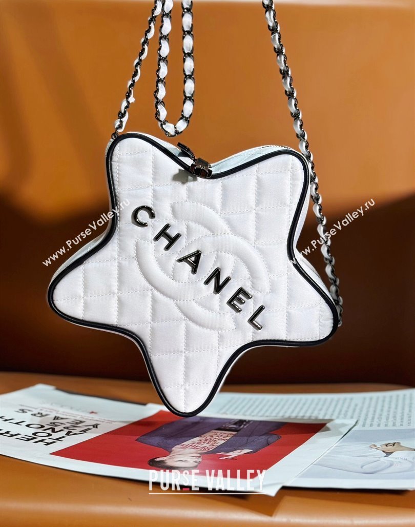 Chanel Satin Star Handbag AS4579 White/Black 2023 (yezi-231127010)