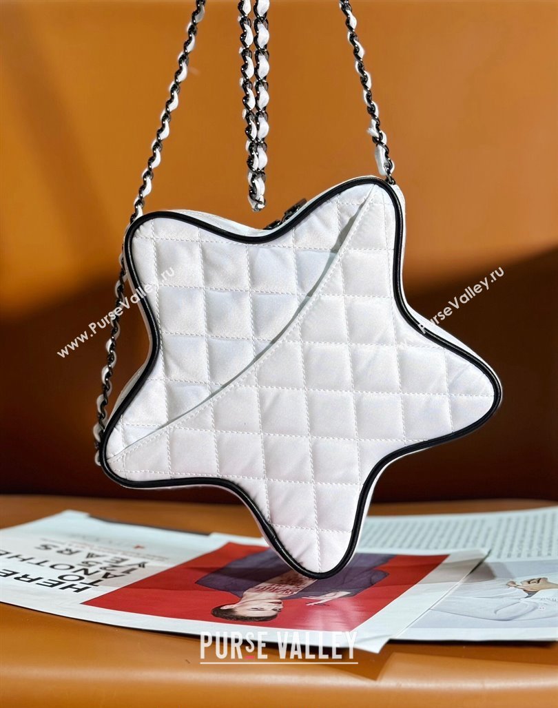 Chanel Satin Star Handbag AS4579 White/Black 2023 (yezi-231127010)