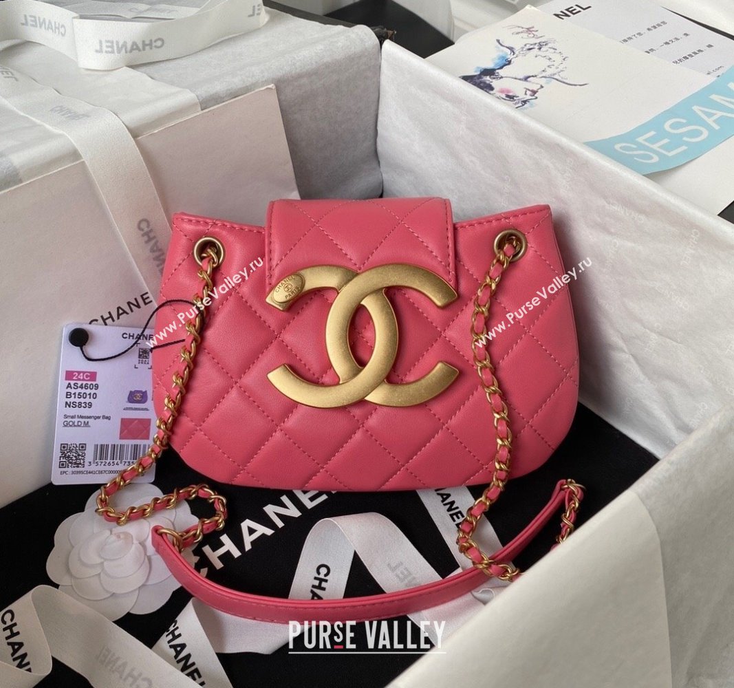 Chanel Lambskin Small Messenger Bag AS4609 Peachy Pink 2023 (yezi-231127015)