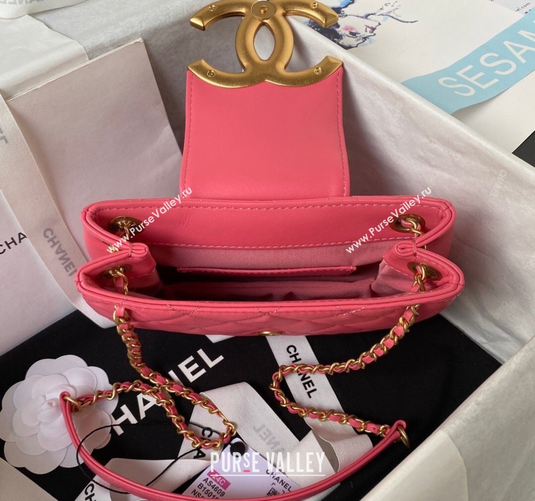 Chanel Lambskin Small Messenger Bag AS4609 Peachy Pink 2023 (yezi-231127015)