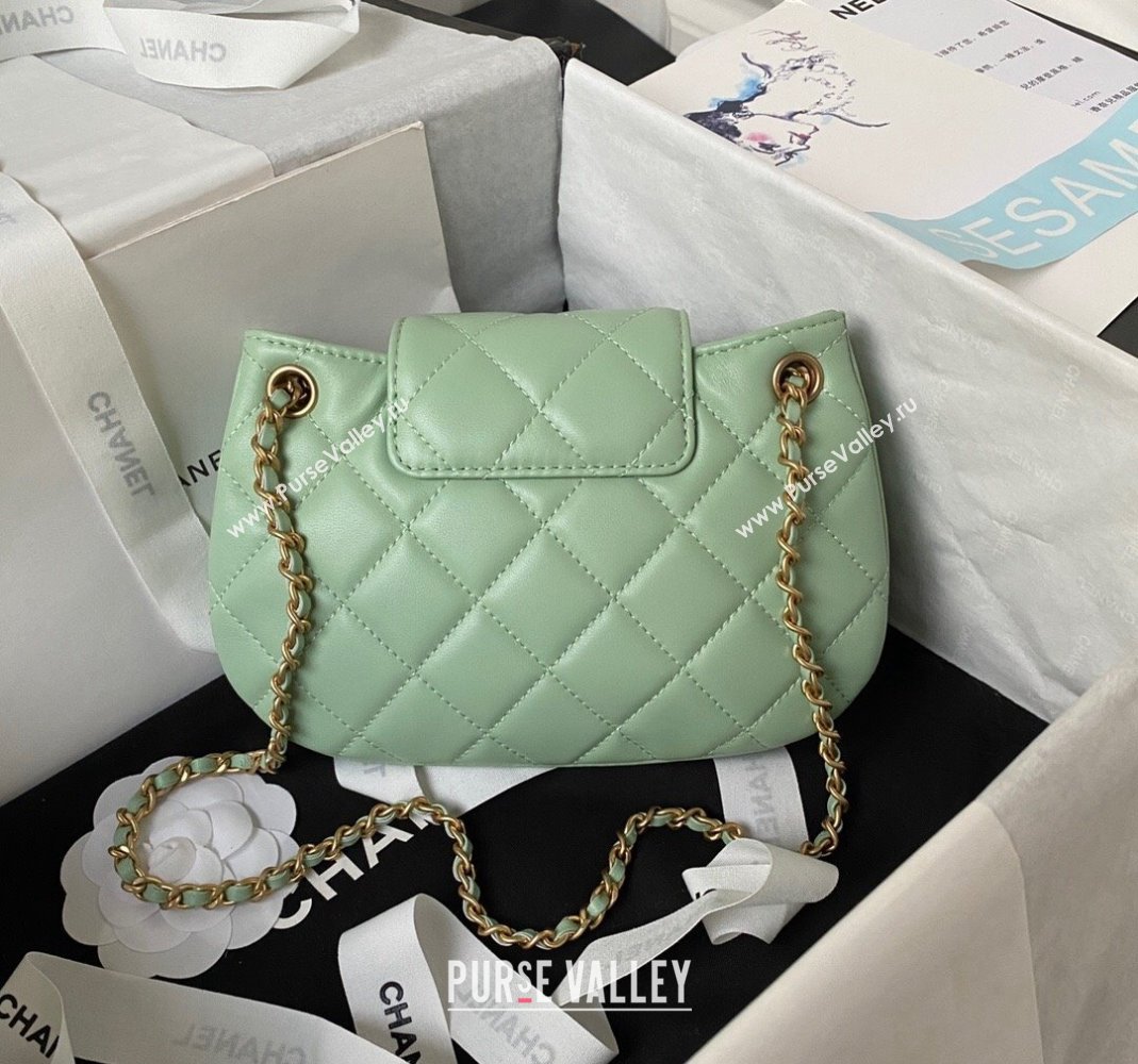 Chanel Lambskin Small Messenger Bag AS4609 Light Green 2023 (yezi-231127016)