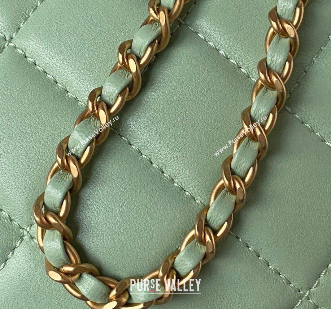 Chanel Lambskin Small Messenger Bag AS4609 Light Green 2023 (yezi-231127016)