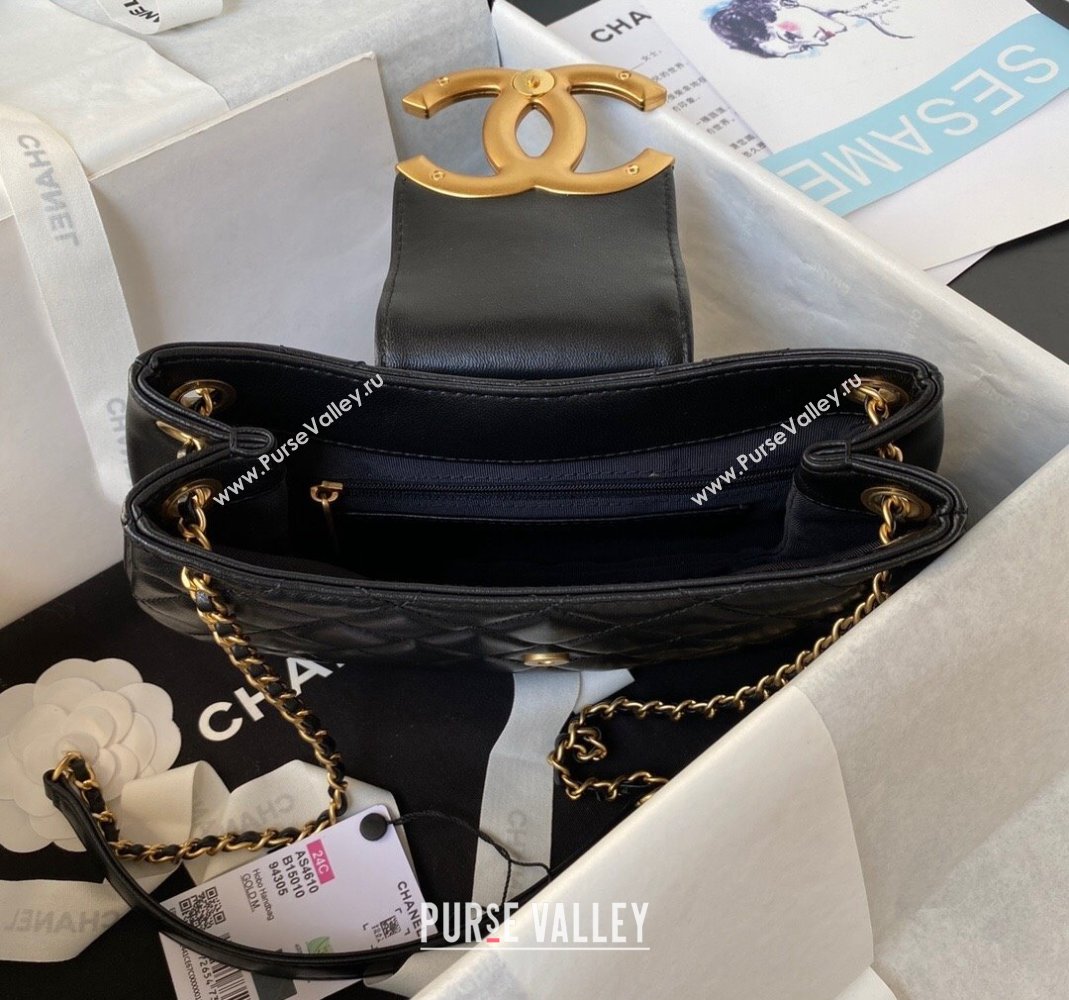 Chanel Lambskin Medium Messenger Bag AS4610 Black 2023 (yezi-231127018)