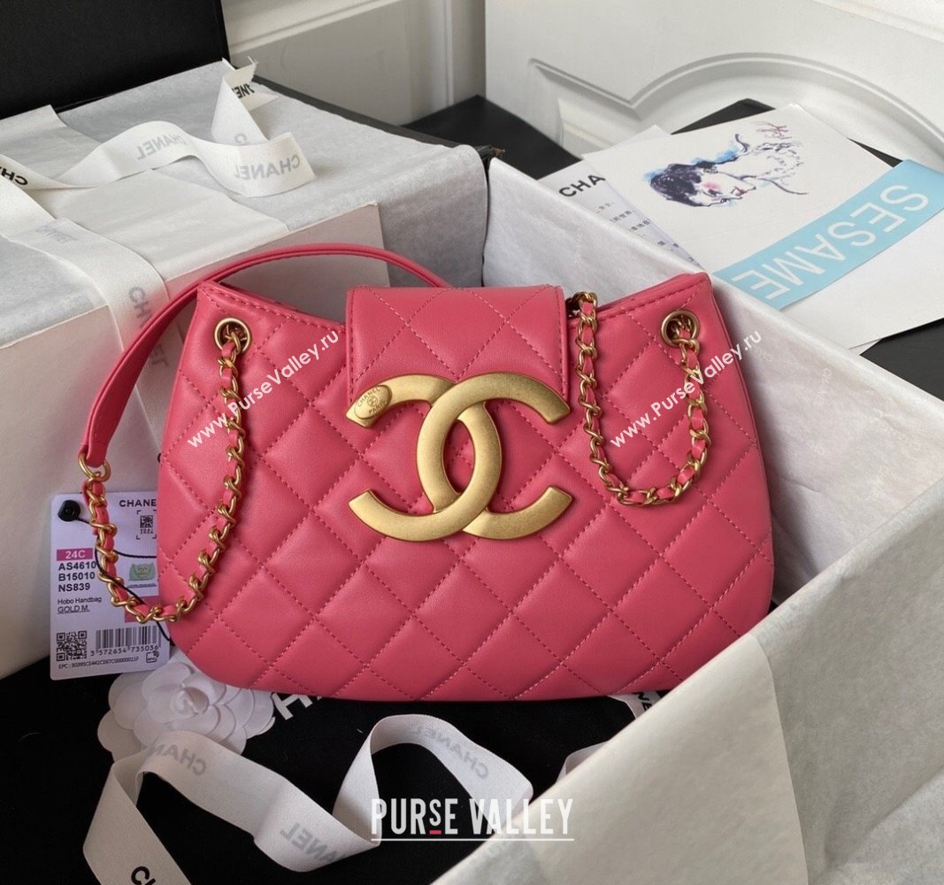 Chanel Lambskin Medium Messenger Bag AS4610 Peachy Pink 2023 (yezi-231127019)