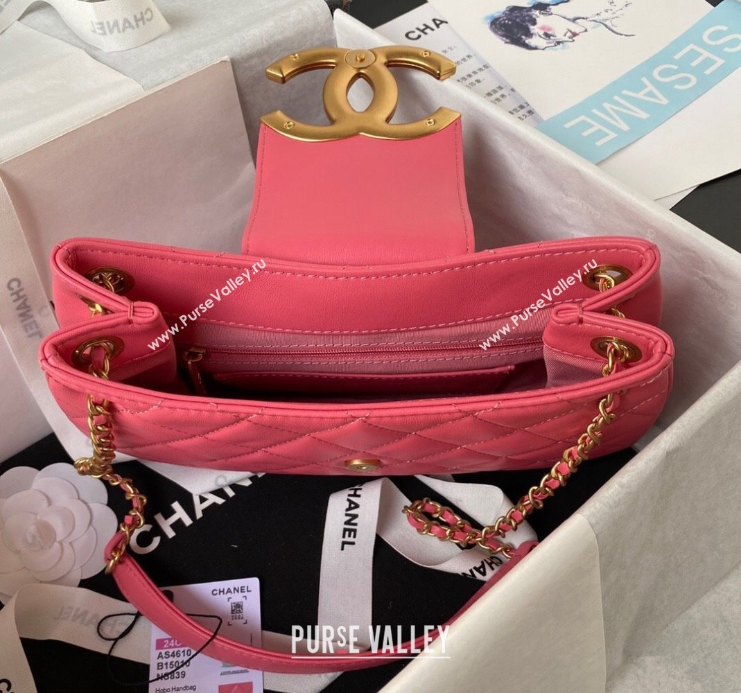 Chanel Lambskin Medium Messenger Bag AS4610 Peachy Pink 2023 (yezi-231127019)