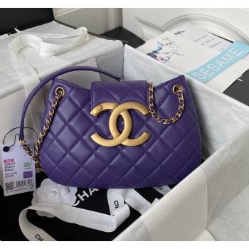 Chanel Lambskin Medium Messenger Bag AS4610 Purple 2023 (yezi-231127020)