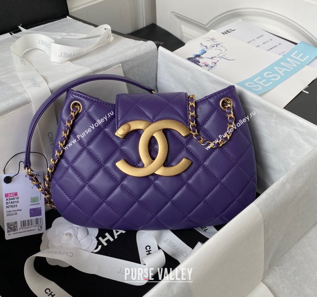 Chanel Lambskin Medium Messenger Bag AS4610 Purple 2023 (yezi-231127020)