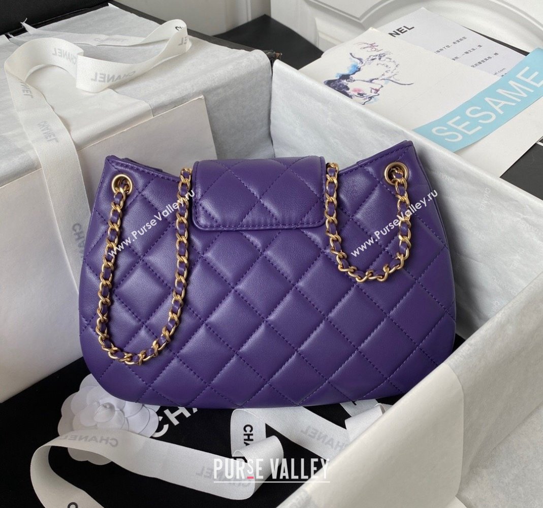 Chanel Lambskin Medium Messenger Bag AS4610 Purple 2023 (yezi-231127020)