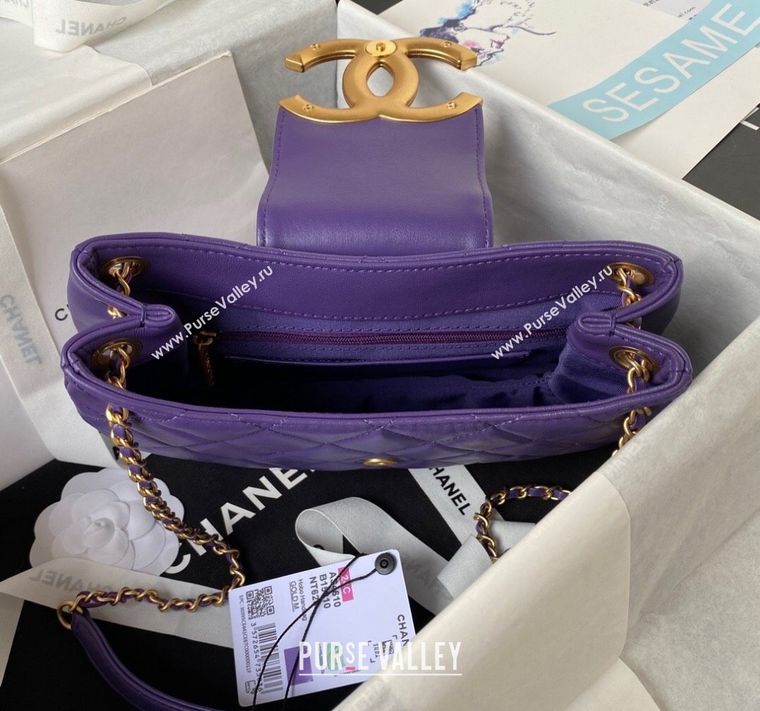 Chanel Lambskin Medium Messenger Bag AS4610 Purple 2023 (yezi-231127020)