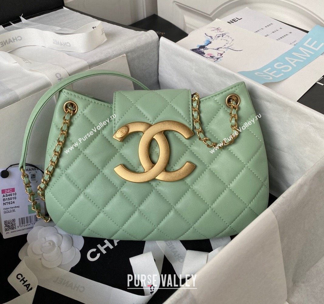 Chanel Lambskin Medium Messenger Bag AS4610 Light Green 2023 (yezi-231127021)