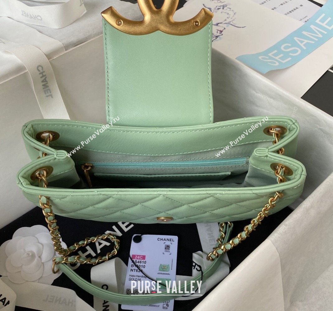 Chanel Lambskin Medium Messenger Bag AS4610 Light Green 2023 (yezi-231127021)